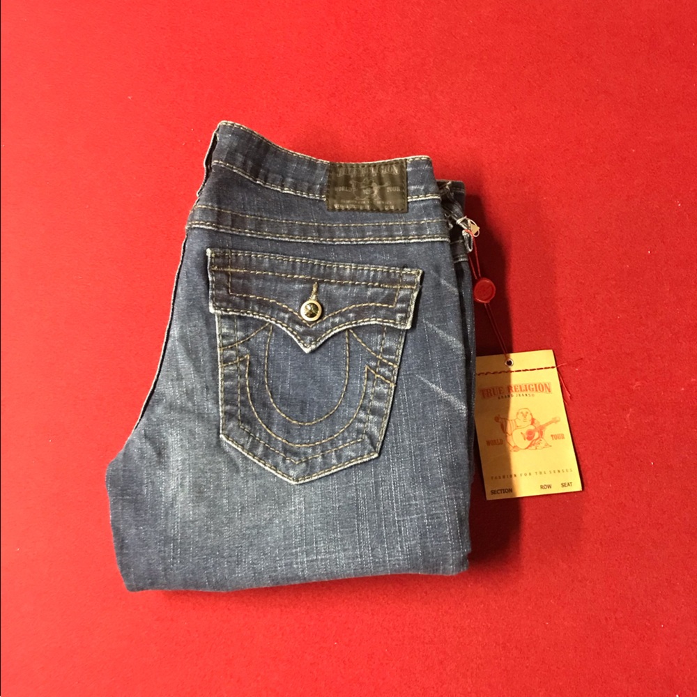 True religion straight leg jeans with black crystals